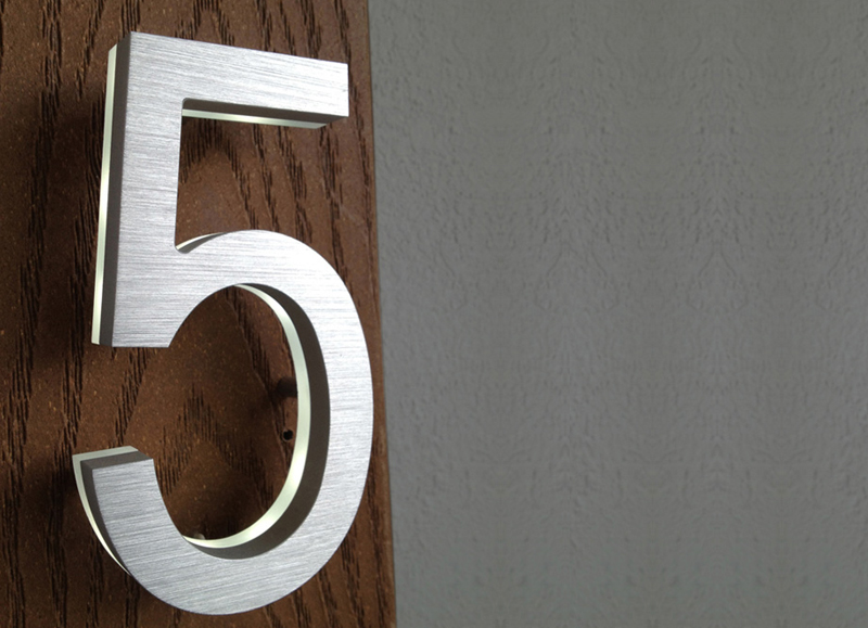 Modern Brass Led House Numbers 5″ / 12CM