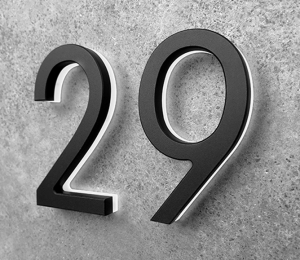 Modern Black Lighted House Numbers 8″ / 20CM