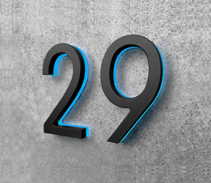 Modern 5″ / 12CM Black / Blue LED Numbers