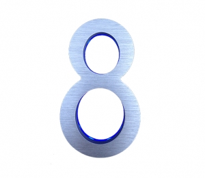 8″ / 20CM Brushed Blue Backlit House Numbers
