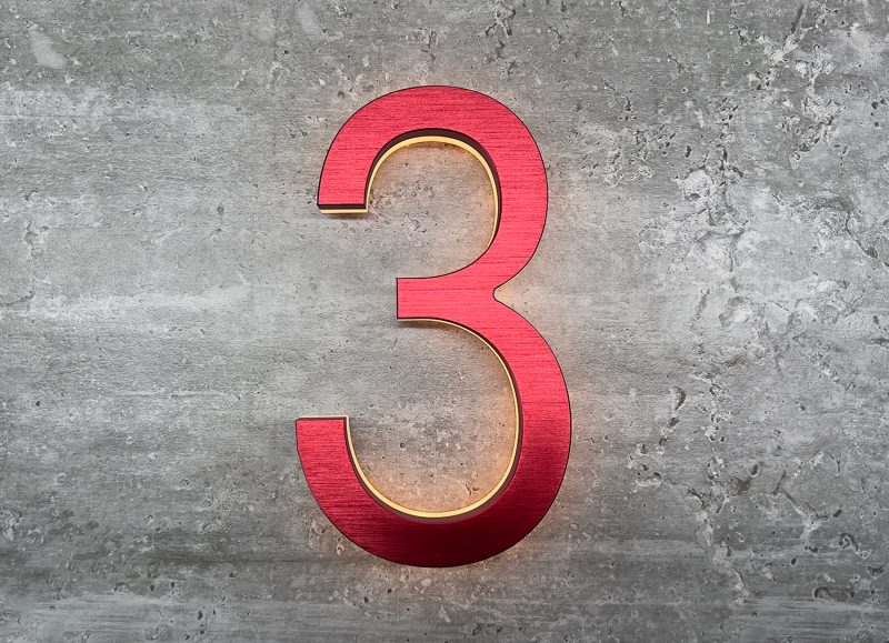 Modern Red 8″ / 20CM LED House Numbers