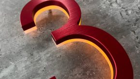 Modern Red 5″ / 12CM Metal House Numbers Lighted