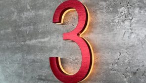 Modern Red 5″ / 12CM Metal House Numbers Lighted