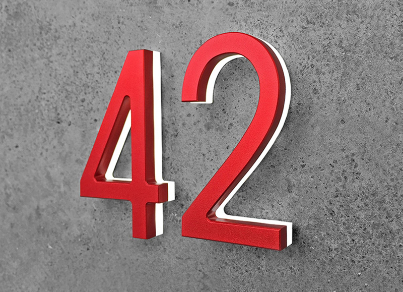 Modern Red 8″ / 20CM LED House Numbers