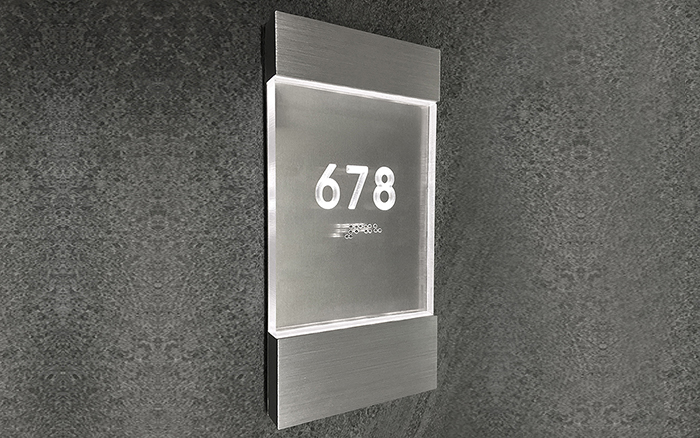 Lighted Clear Room Number Sign