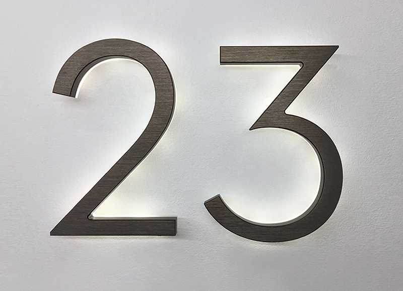 Modern Neutra 8″ / 20CM Bronze Backlit Numbers