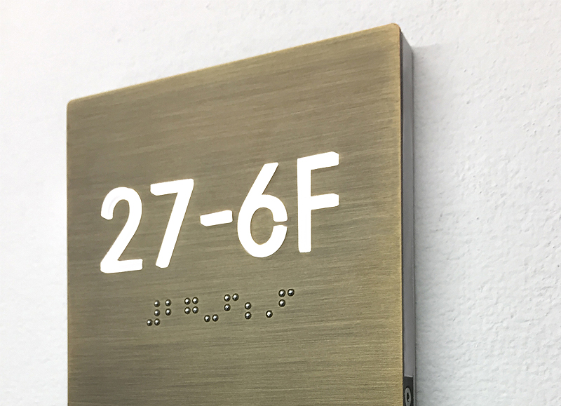 Room Number Panel Sign Backlit – Brass