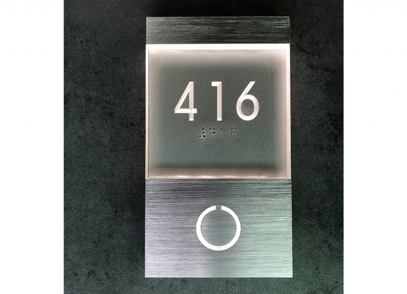 Lighted Clear LED Sign Blue Panel + Doorbell