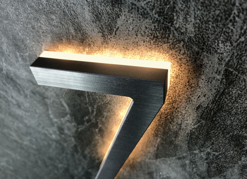 5″ / 12CM Modern Backlit Brushed House Numbers