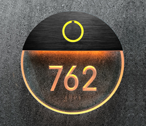 Round Bronze Clear Lighted Number Panel + Doorbell