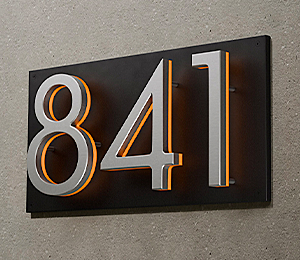 Neutra Horizontal Address Plaque 20cm Backlit House Number Panel