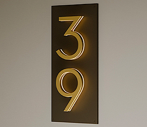 Vertical Neutra Address Plaque 20cm Backlit House Number Pane